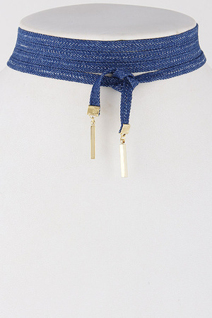 Denim Wrap Around Choker Necklace 6KCC8